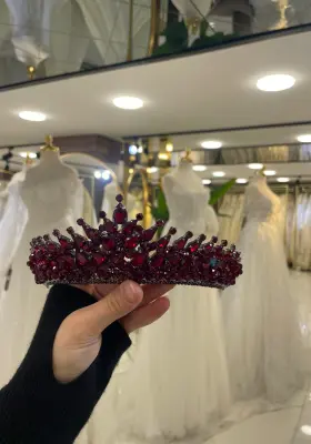 bordo zirkon taşlı şık