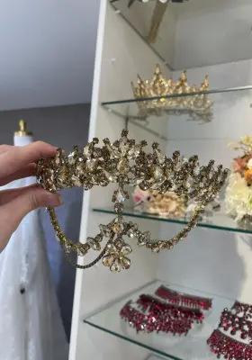 gold zarif kristal taşlı