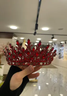 kırmızı zirkon taşlı şık gösterişli