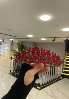 kırmızı zirkon taşlı şık gösterişli