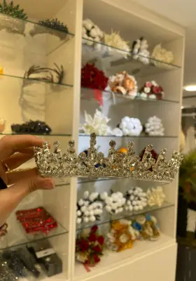 kristal klasik şık gelin tacı