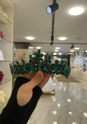 zümrüt ışıltılı gelin tacı